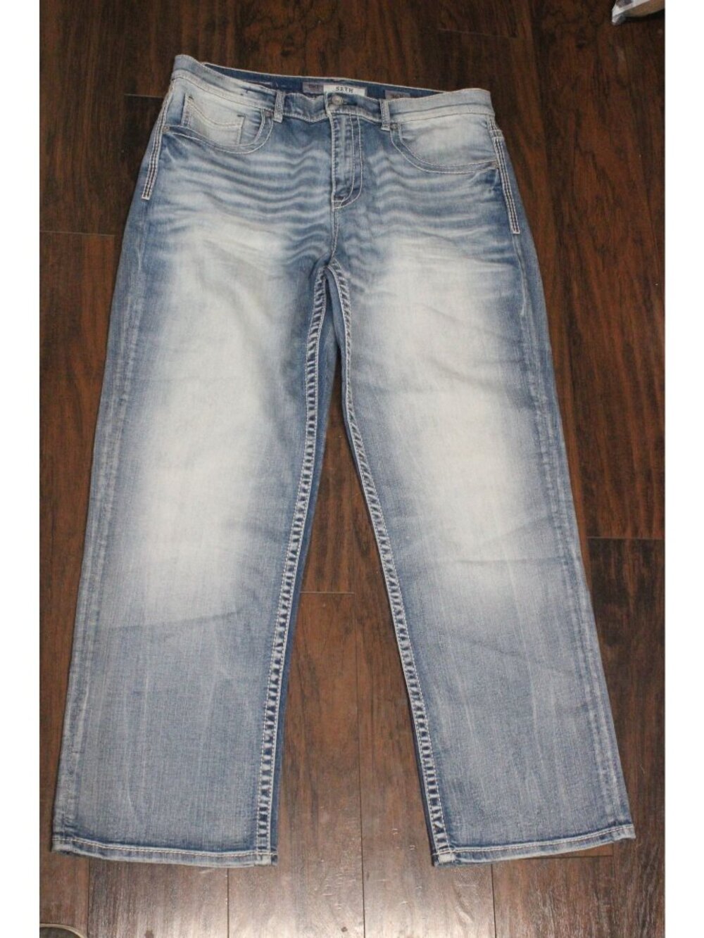 BKE Seth Mens Straight Leg Denim Jeans 36R Medium Wash Classic Fit